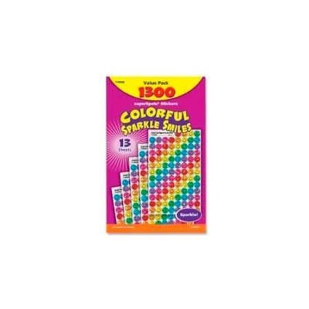 TREND ENTERPRISES Trend® Colorful Sparkle Smiles SuperSpots Stickers Value Pack, 1300 Stickers/Pack T46909